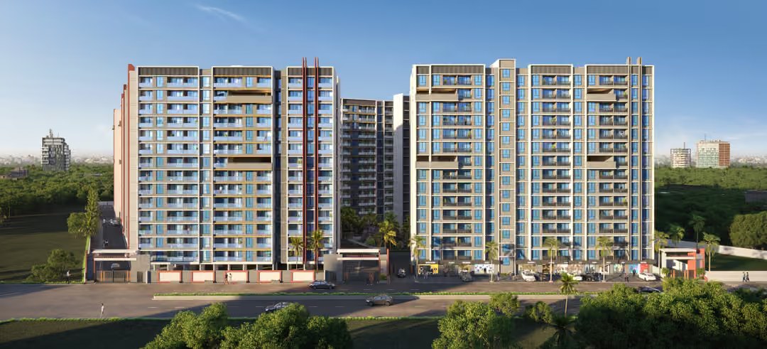 Front elevation of Tanish Urbania 2 and 3 BHK towers